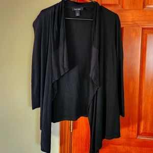 White House Black Market black open front cardigan, size S.